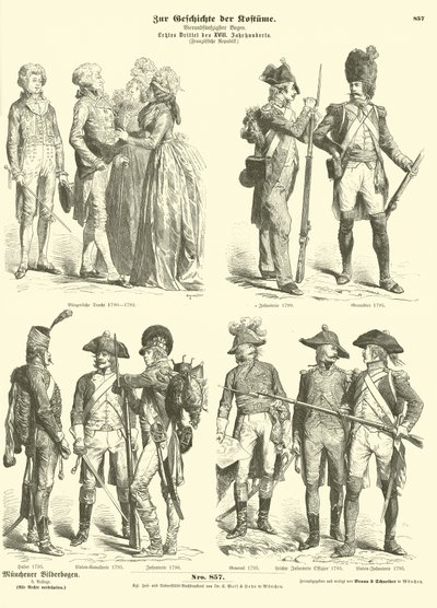 Costumi e uniformi militari della Francia repubblicana, 1790 da German School