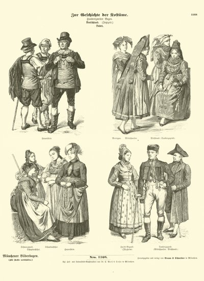 Costumi di Baden, Germania, XIX secolo da German School