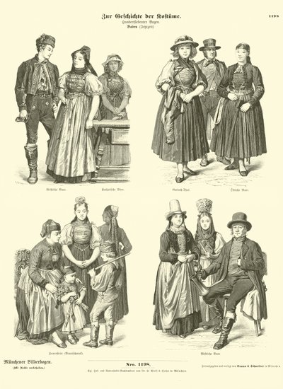 Costumi di Baden, Germania, XIX secolo da German School