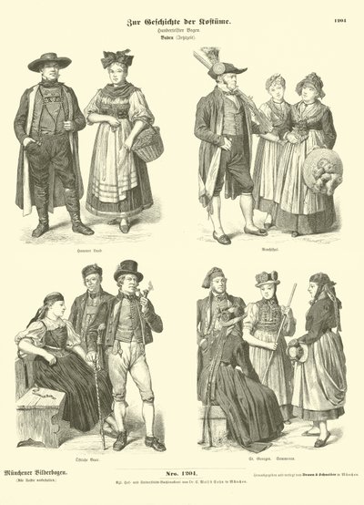 Costumi di Baden, Germania, XIX secolo da German School