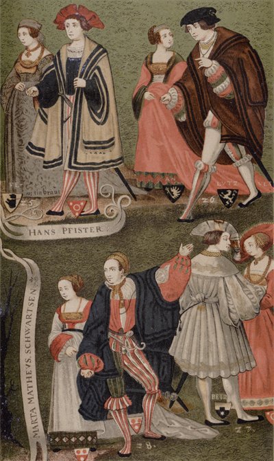 Costumi di importanti borghesi di Augusta, Baviera, nel 1520 da German School