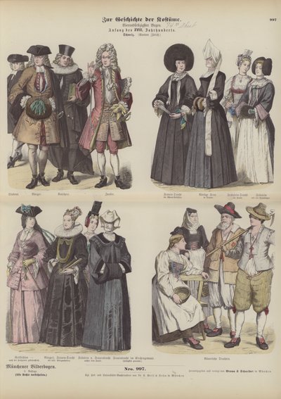 Costumi del cantone svizzero di Zurigo, inizio XVIII secolo da German School