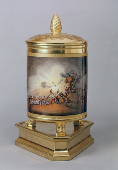 Vaso coperto raffigurante l