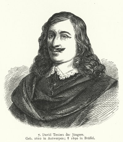 David Teniers il Giovane, artista barocco fiammingo (incisione) da German School