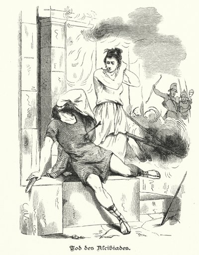 La morte di Alcibiade, 404 a.C. (incisione) da German School