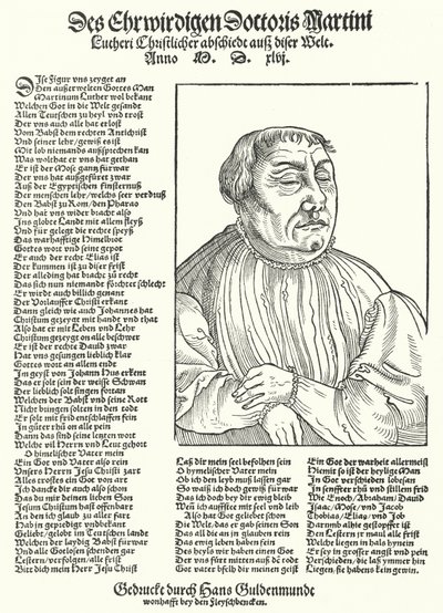 Morte del riformatore protestante tedesco Martin Lutero (incisione) da German School