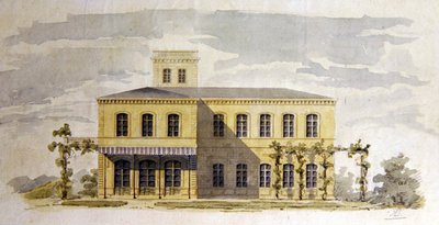 Progetto per una villa classica in stile italiano, c.1850 da German School