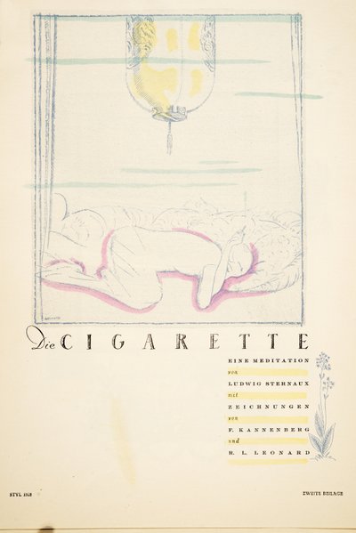 Die Cigarette eine Meditation, da Styl, pub.1922 (stampa pochoir) da German School
