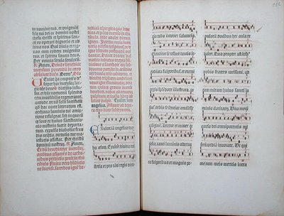 Doppia pagina con un canto piano tratto da un incunabolo, dal Missale Romanum, c.1482 da German School