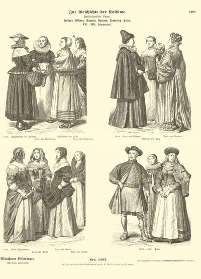 Costumi olandesi, boemi, spagnoli, inglesi, francesi e polacchi, XVI - XVII secolo da German School