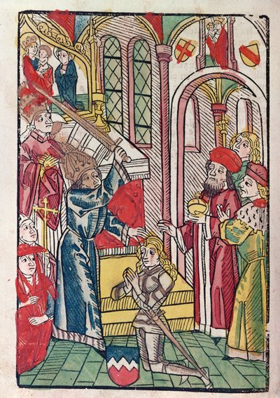 Imperatore Sigismondo (1367-1437) di Lussemburgo che nomina un cavaliere da German School