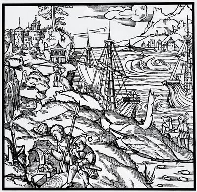 Incisione da De re metallica (Sulla natura dei metalli), di Georg Pawer o Georgius Agricola (1494-1555) da German School