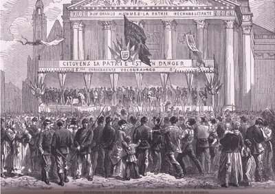 Arruolamento di volontari per la difesa di Parigi, Cassells History of the War between France and Germany pubblicata da Cassell and Company Limited, c.1890 da German School
