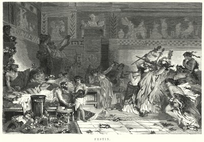 Intrattenimento dopo il pasto a un banchetto romano da German School