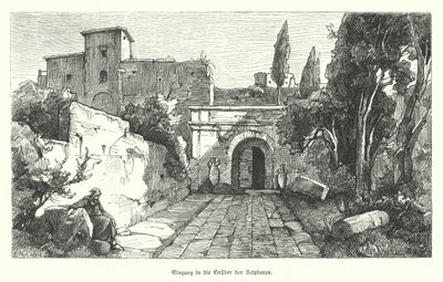 Ingresso alla Tomba degli Scipioni, Roma (incisione) da German School