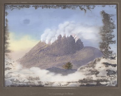Eruzione del Vulcano Merapi con vista dell