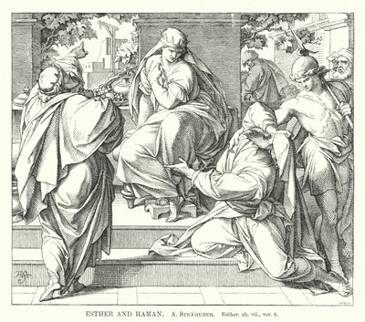 Ester e Aman, Ester, cap vii, versetto 8 (incisione) da German School