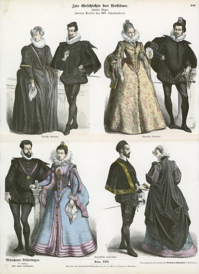 Costumi europei, metà XVI secolo da German School