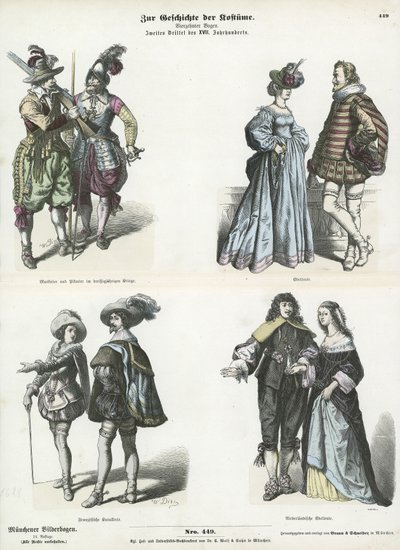 Costumi europei, metà XVII secolo da German School