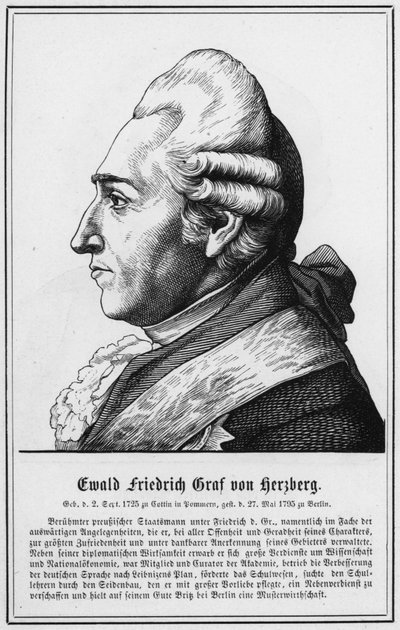 Ewald Friedrich Conte di Hertzberg (incisione) da German School