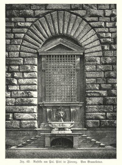 Esempio di rustificazione, di Filippo Brunelleschi, Palazzo Pitti, Firenze, Italia da German School