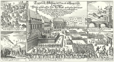 Esecuzione dei membri della rivolta protestante boema nella Piazza della Città Vecchia, Praga da German School