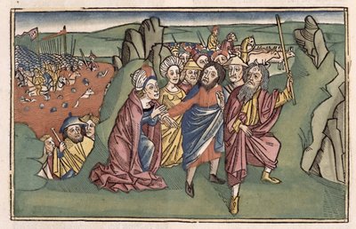 Esodo 14 Mosè e gli Israeliti attraversano il Mar Rosso, dalla Bibbia di Norimberga (Biblia Sacra Germanaica) da German School