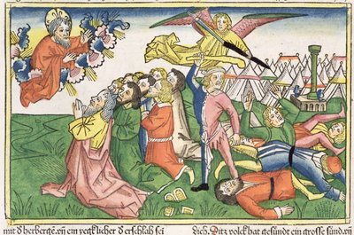 Esodo 32:15-23 Mosè rompe le tavole di pietra, dalla Bibbia di Norimberga (Biblia Sacra Germanaica) da German School