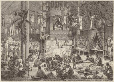 Festa in una pagoda (incisione) da German School