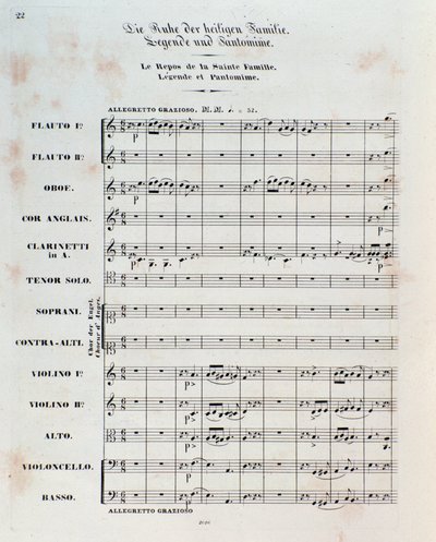 Prima pagina della partitura per La fuga in Egitto, op. 25, ouverture di Hector Berlioz da German School