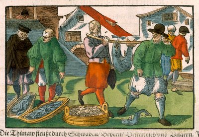 Mercato del pesce, da un manoscritto tedesco, c.1650 da German School