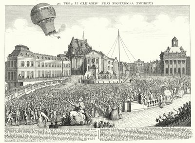 Volo del pallone dei fratelli Montgolfier a Versailles da German School
