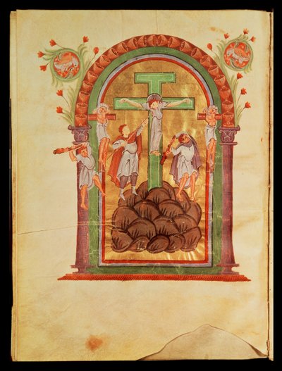 Fol.223v La Crocifissione, dai Vangeli di Ottone III, c.996 da German School