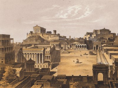 Foro, Roma antica (litografia a colori) da German School