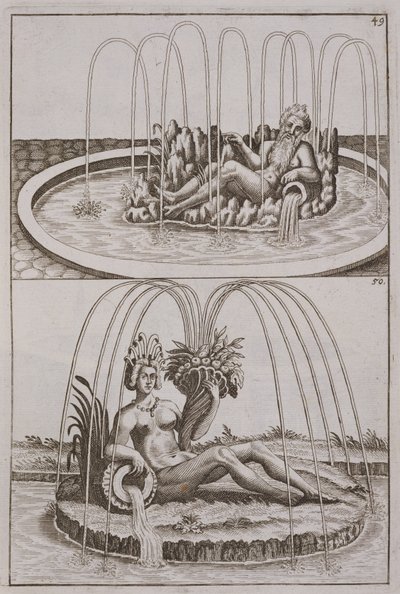 Fontane, da Architectura Curiosa Nova di Georg Andreas Bockler (1617-85), pubblicato 1704 da German School