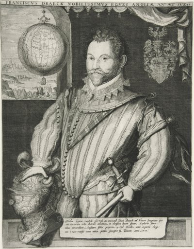 Francis Drake, pub. XIX secolo (incisione) da German School