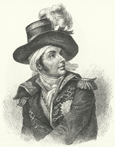 François de Charette, soldato e politico realista francese, uno dei leader della Rivolta della Vandea contro il regime rivoluzionario francese (incisione) da German School