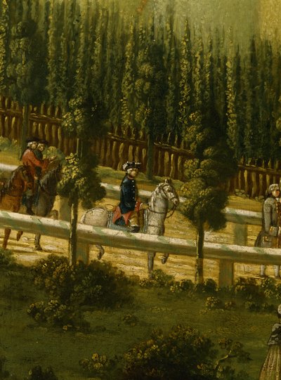 Federico il Grande a cavallo nella Maulbeerallee vicino a Sanssouci, 1770 da German School