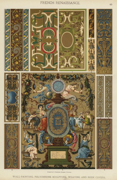 Rinascimento francese, pittura murale, scultura policroma, tessitura e copertine di libri da German School