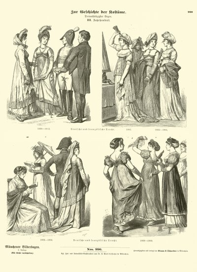 Costumi francesi e tedeschi, inizio XIX secolo da German School