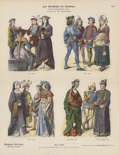 Costumi francesi del XV secolo da German School