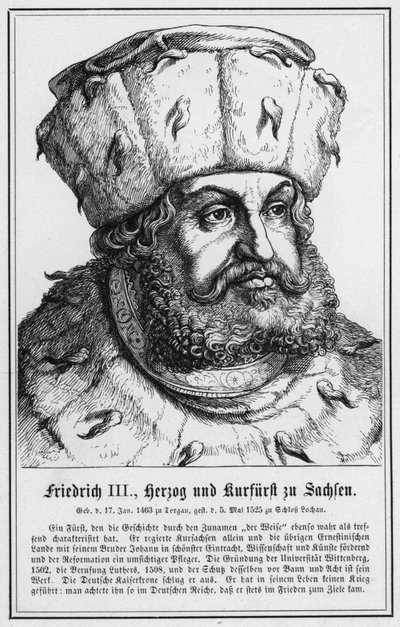 Friedrich III, Duca ed Elettore di Sassonia (incisione) da German School