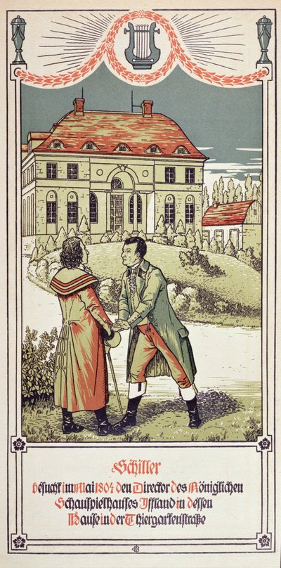 Friedrich von Schiller (1759-1805) visita il Direttore del Teatro Reale di Berlino nel maggio 1804, 1906 da German School
