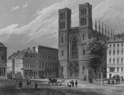 Chiesa di Friedrichswerder, Berlino (incisione su acciaio) da German School