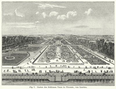 Progettazione del giardino: giardini del Castello di Vaux-le-Vicomte, Maincy, Francia, progettati da André Le Nôtre nel XVII secolo da German School