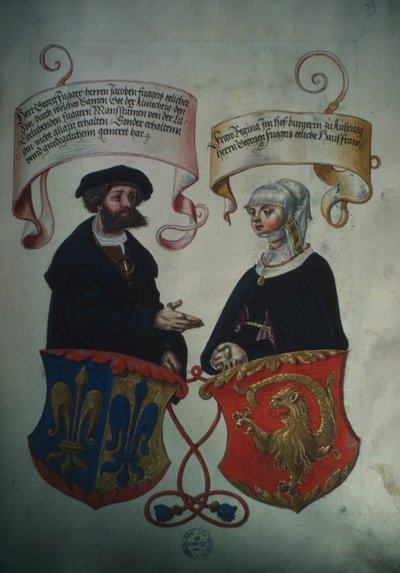Georg Fugger e sua moglie Regina Imhoff, dal Geheim Ehrenbuch des Fuggerschen Geschlechts da German School