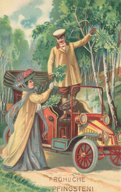 Cartolina di Pentecoste tedesca (litografia a colori) da German School