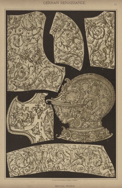 Rinascimento tedesco, Lavorazione dei metalli (litografia a colori) da German School