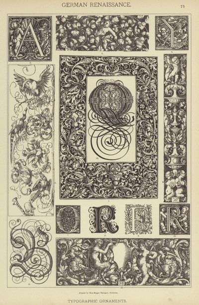 Rinascimento tedesco, ornamenti tipografici (litografia a colori) da German School