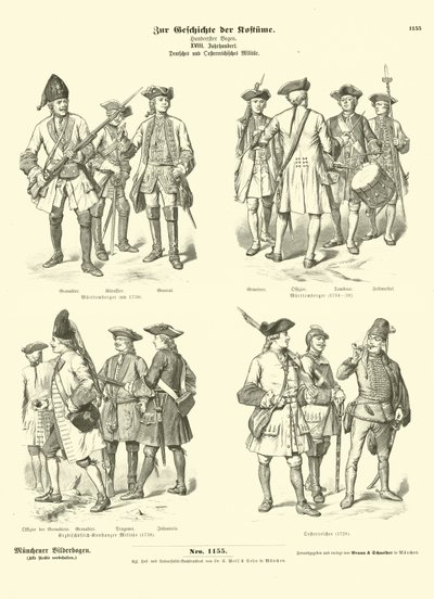 Uniformi militari tedesche e austriache, XVIII secolo da German School